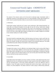 Commercial Outside Lights - 4 BENEFITS OF EXTERIOR LIGHT MESSAGES.doc
